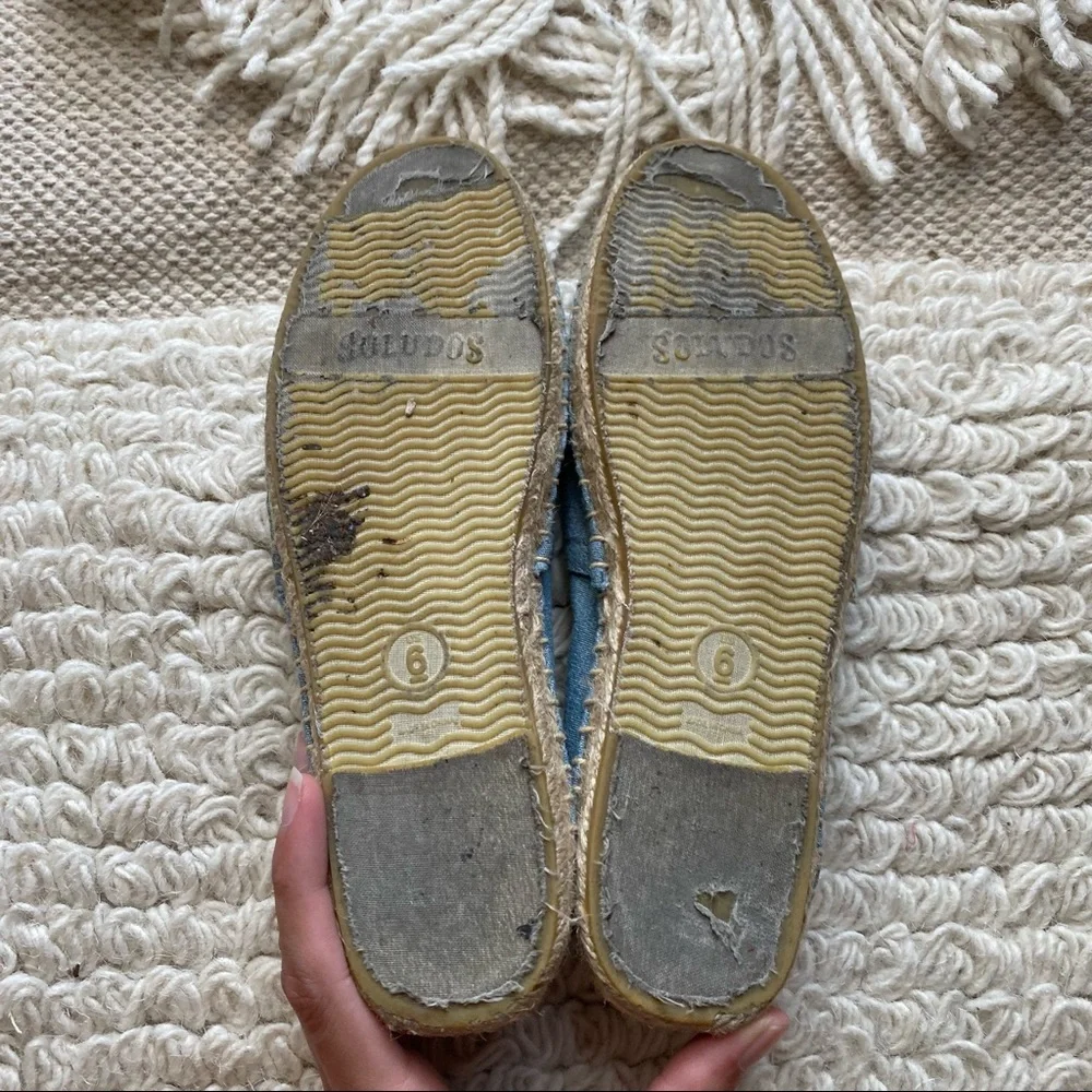 SOLUDOS light blue chambray slip on espadrilles 6